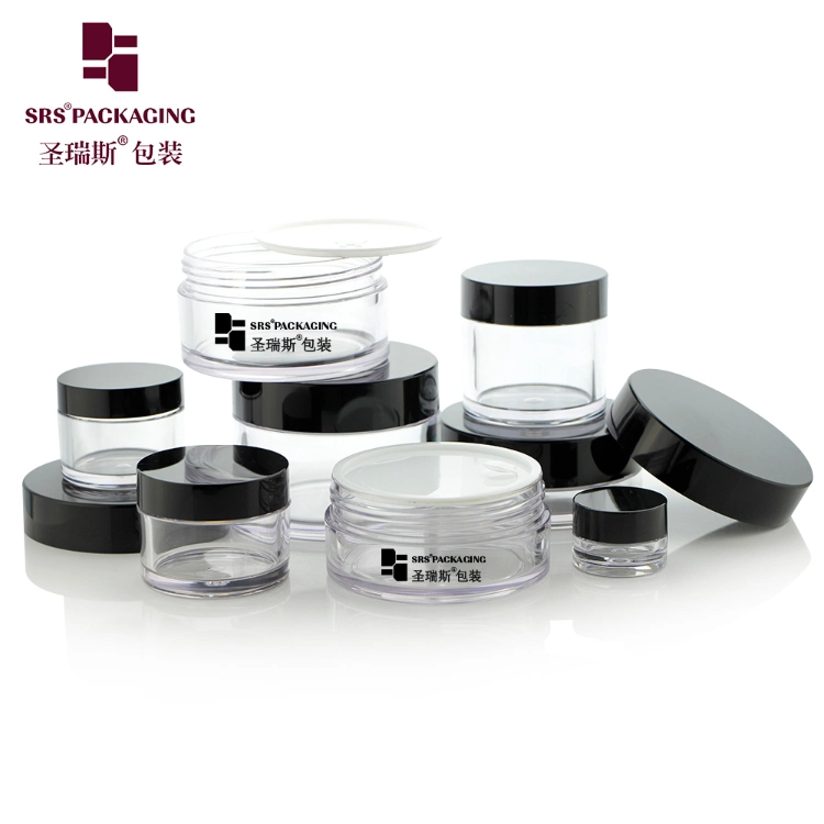 SRS Cosmetic Packaging Eco Friendly 3g 5g 10g 15g 30g 50g 80g 100g 150g Gold Airless Clear AS PETG PET Food Grade Skincare Facemask Cream Nail Hair Plastic Jar