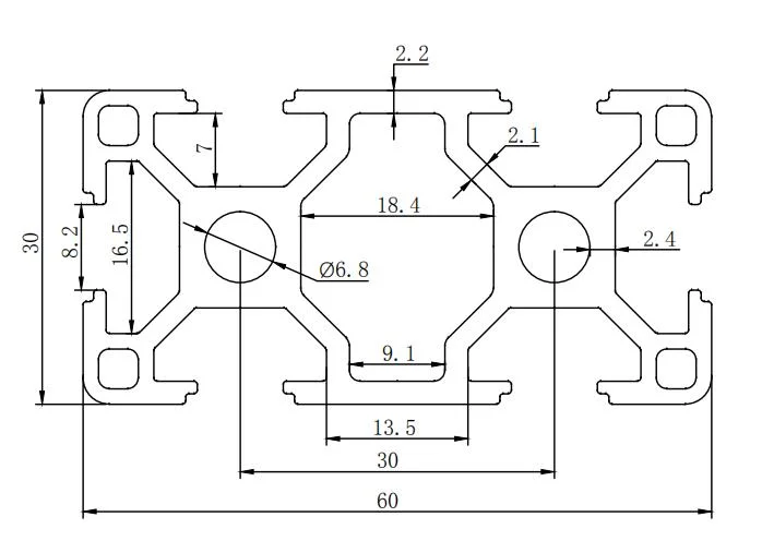 8 Slot 30 Series Aluminium Profile Extruded Aluminum