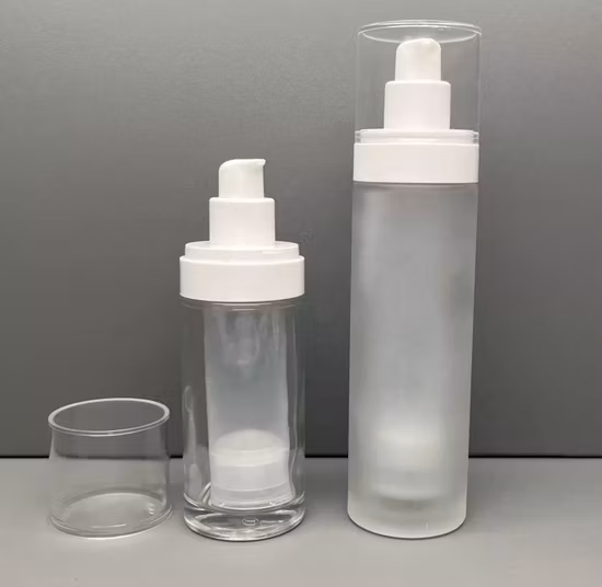 Bouteille de cosmétiques de pompe sans air en verre 30 ml avec bouteille intérieure en PP pour assemblage remplaçable de PCR de sérum de lotion