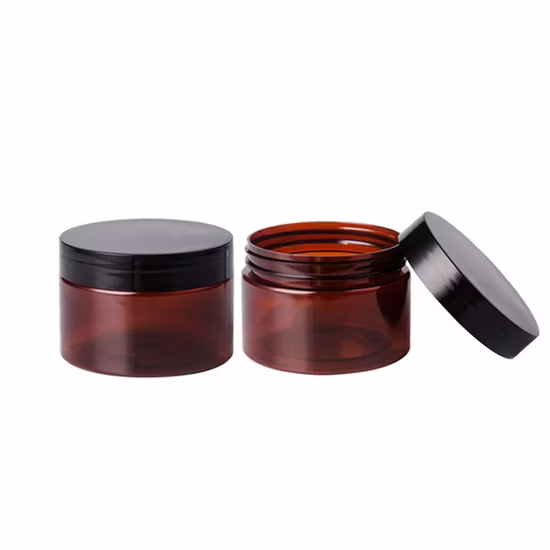 Pot de récipient de crème cosmétique en plastique d'ambre d'emballage cosmétique d'usine